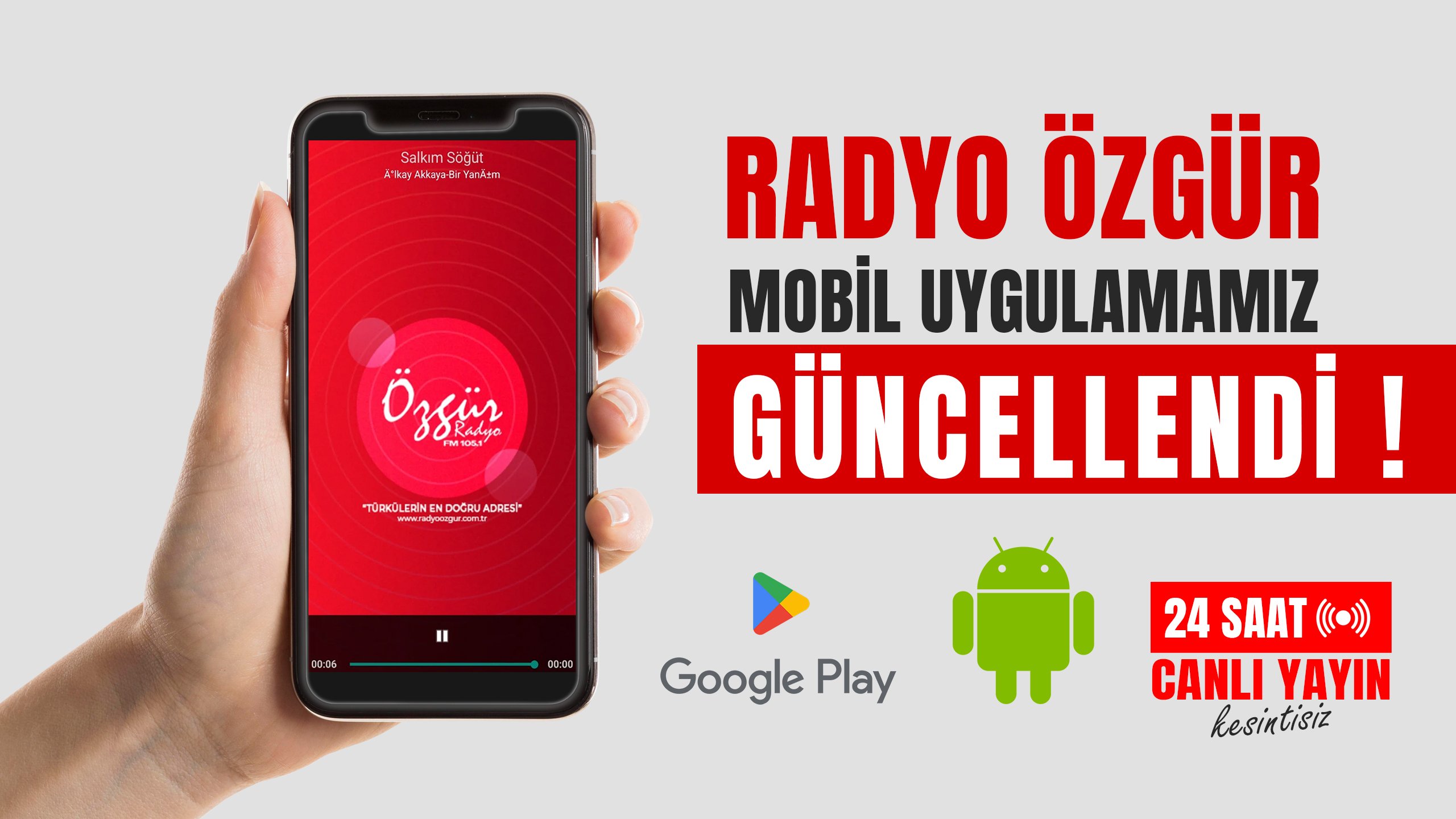 RADYO ÖZGÜR MOBİL UYGULAMASINI GÜNCELLEDİK !